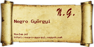 Negro Györgyi névjegykártya