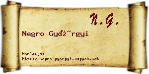 Negro Györgyi névjegykártya